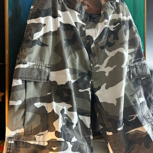 Vintage 90s Y2K Men's Gray Camouflage Cargo Pants 47"-51" - Picture 9 of 16